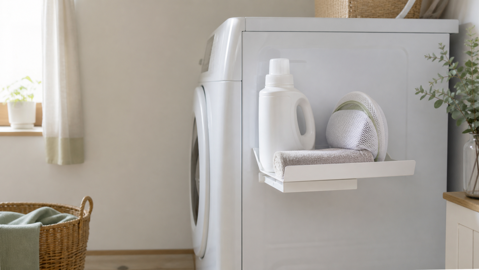 洗濯機横マグネット収納は落ちる？洗剤とタオルを浮かせる前に見ること