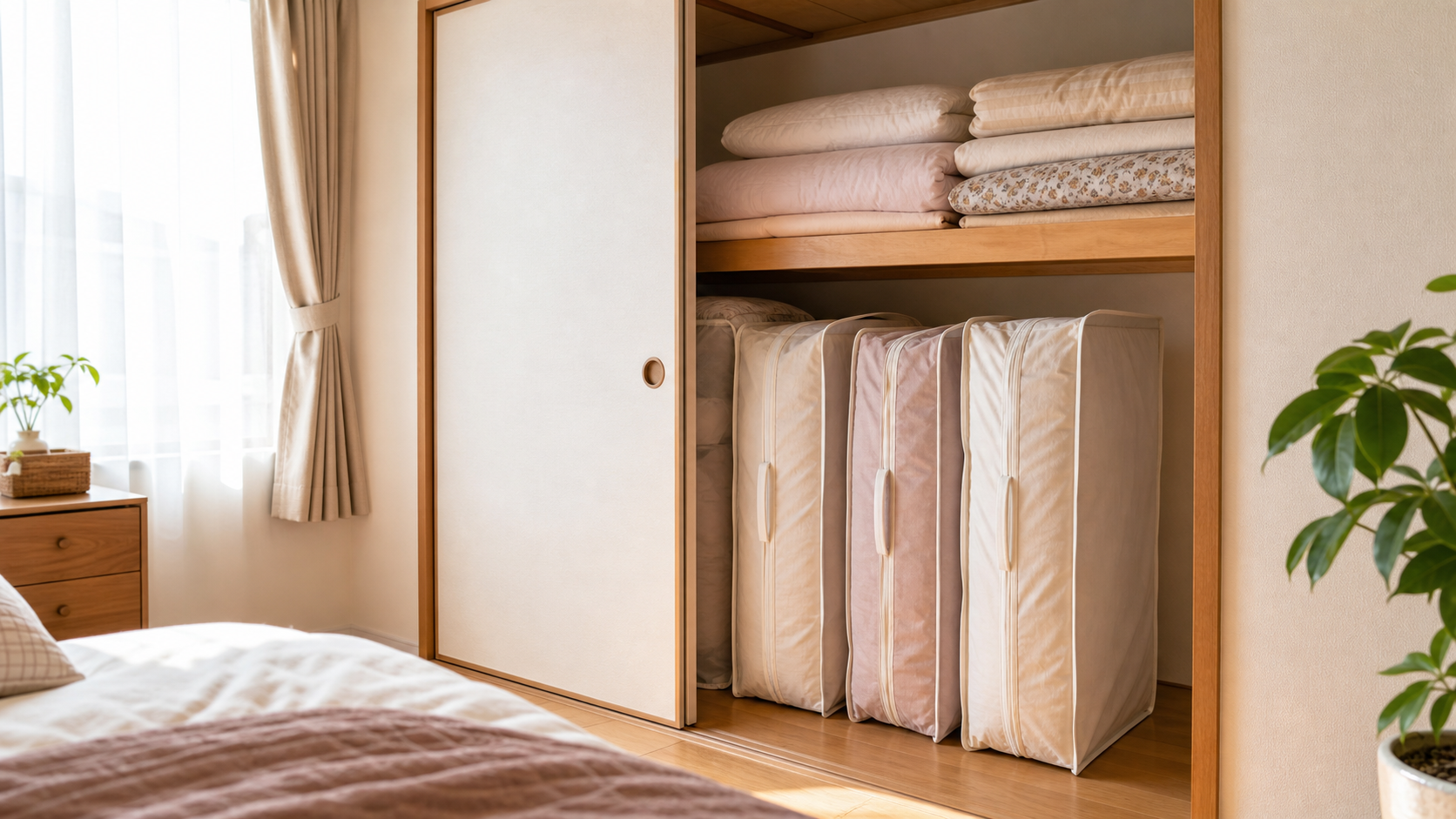 布団収納袋は立てると使いやすい？クローゼットでかさばらせない選び方